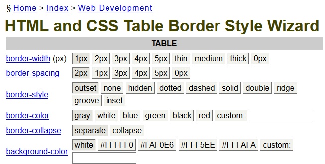 CSS-Tabellen-Generator