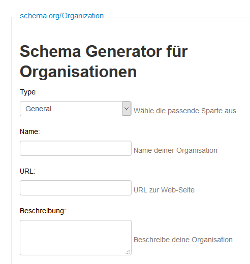 Rich Snippet und Schema-Generator für Organisationen