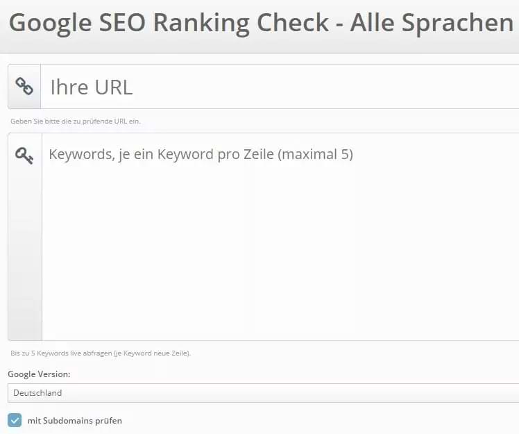 XXL Ranking Check für Google in 22 Sprachen