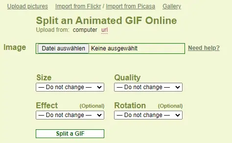 Animierte GIF-Datei splitten