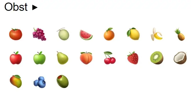 Obst Emojis